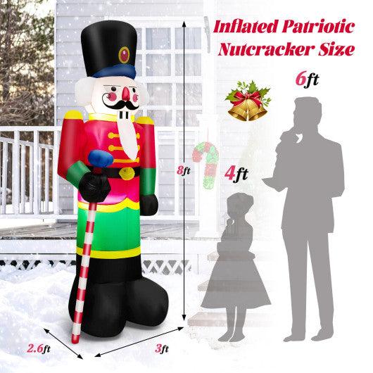 8 Feet Inflatable Nutcracker Soldier with 2 Built-in LED Lights at Set Shop and Smile