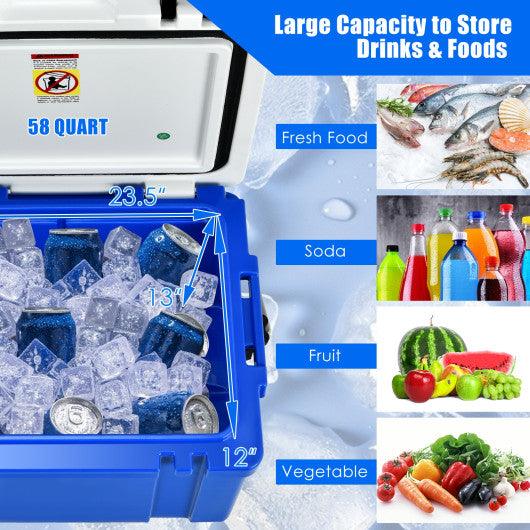 58 Quart Leak-Proof Portable Cooler Ice Box for Camping-Blue at Set Shop and Smile