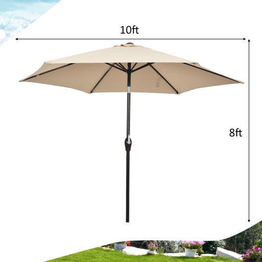 10 Feet Outdoor Patio Umbrella with Tilt Adjustment and Crank-beige at Set Shop and Smile
