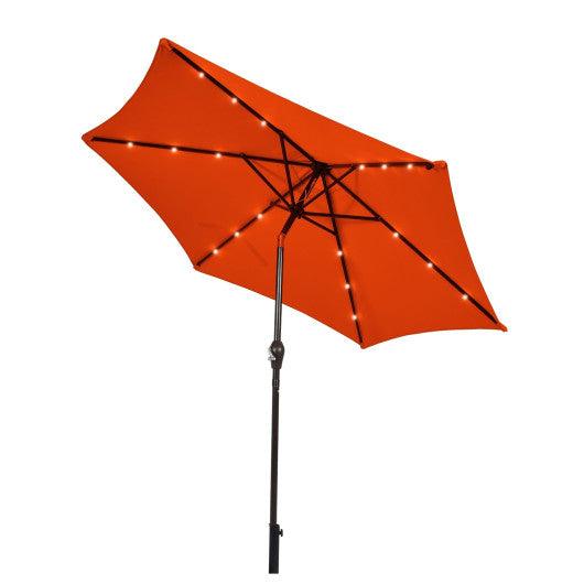 9 Feet Solar LED Lighted Patio Market Umbrella Tilt Adjustment Crank Lift-Orange at Set Shop and Smile