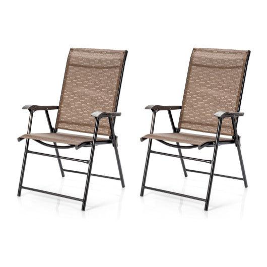 2 Pieces Outdoor Patio Folding Chair with Armrest for Camping Garden at Set Shop and Smile