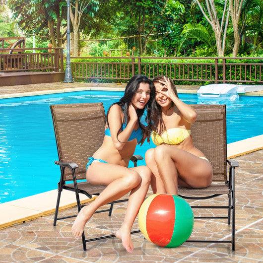 2 Pieces Outdoor Patio Folding Chair with Armrest for Camping Garden at Set Shop and Smile