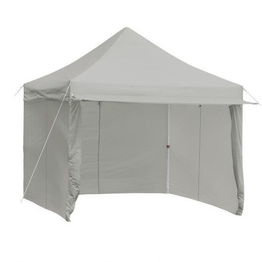10 x 10 Feet Pop up Gazebo with 4 Height and Adjust Folding Awning-Gray at Set Shop and Smile