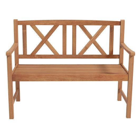 2-Person Wood Outdoor Bench with Cozy Armrest and Backrest at Set Shop and Smile