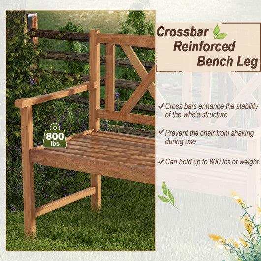 2-Person Wood Outdoor Bench with Cozy Armrest and Backrest at Set Shop and Smile