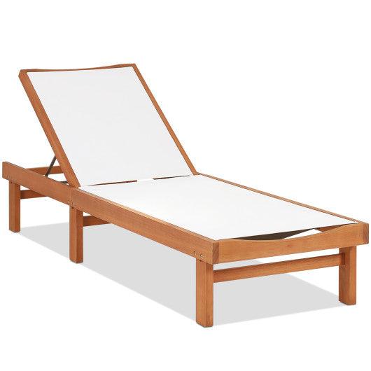 Outdoor Wood Chaise Lounge Chair with 5-Postion Adjustable Back at Set Shop and Smile