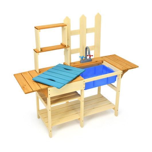 Kid's Outdoor Wooden Pretend Cook Kitchen Playset Toy at Set Shop and Smile