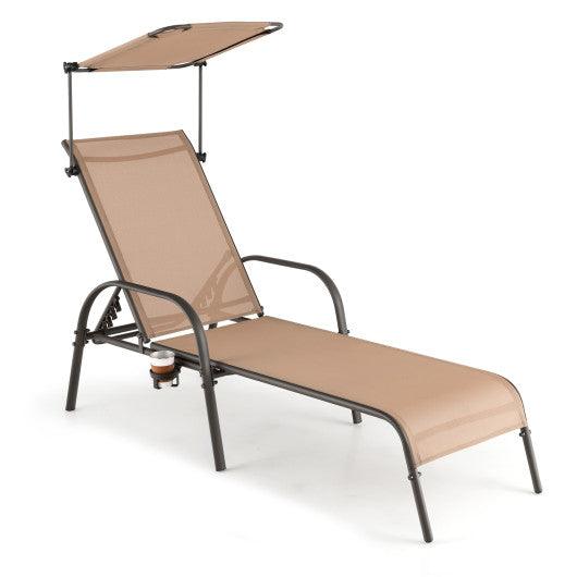Patio Heavy-Duty 5-Level Adjustable Chaise Lounge Chair-Brown at Set Shop and Smile