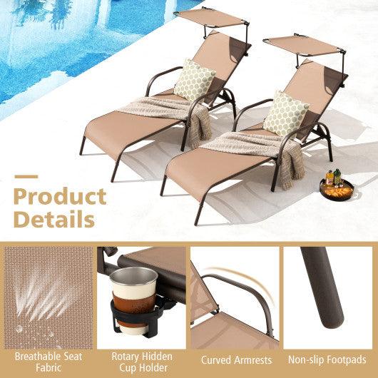 Patio Heavy-Duty 5-Level Adjustable Chaise Lounge Chair-Brown at Set Shop and Smile
