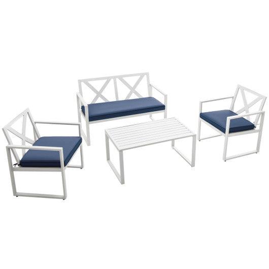 4 Pieces Outdoor Conversation Set with Sturdy Steel Frame at Set Shop and Smile