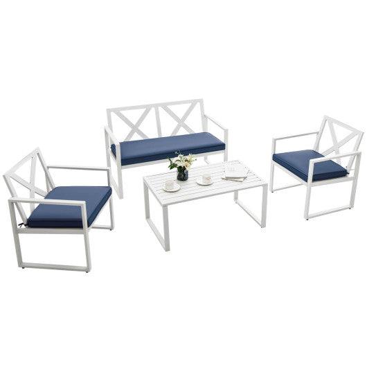 4 Pieces Outdoor Conversation Set with Sturdy Steel Frame at Set Shop and Smile