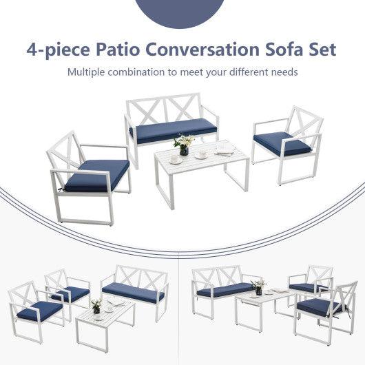 4 Pieces Outdoor Conversation Set with Sturdy Steel Frame at Set Shop and Smile