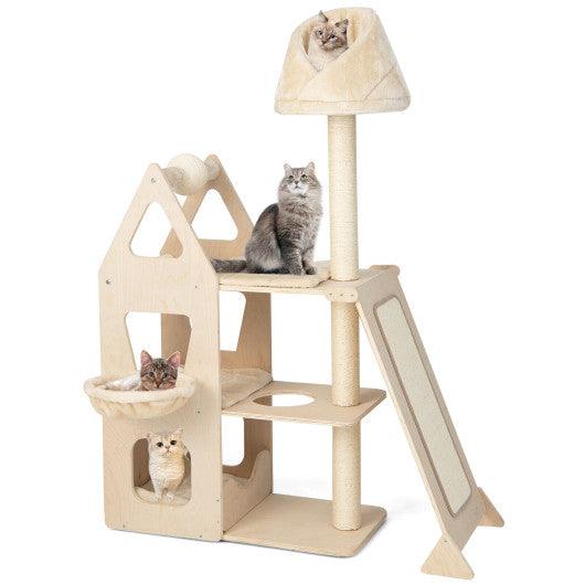 Multi-Level Cat Tree with Sisal Scratching Post-Beige at Set Shop and Smile
