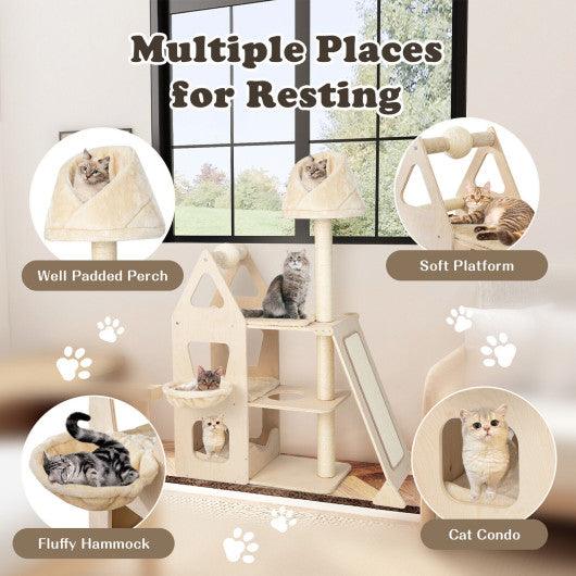 Multi-Level Cat Tree with Sisal Scratching Post-Beige at Set Shop and Smile