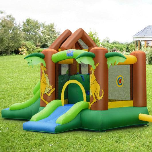 Kids Inflatable Jungle Bounce House Castle with Blower at Set Shop and Smile