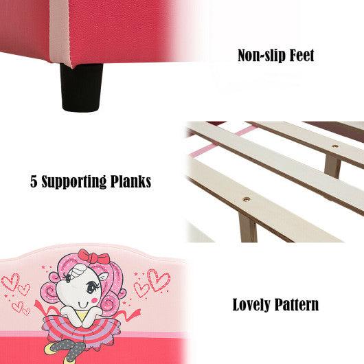 Kids Children Upholstered Platform Toddler Girl Pattern Bed at Set Shop and Smile