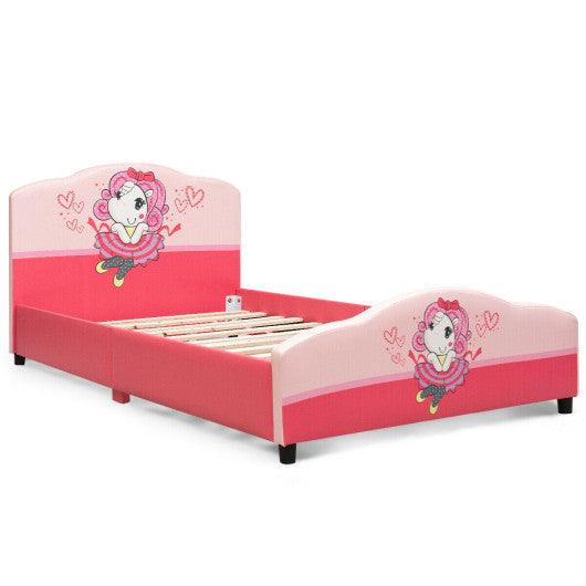 Kids Children Upholstered Platform Toddler Girl Pattern Bed at Set Shop and Smile