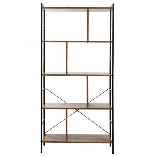 4-Tier Industrial Freestanding Bookshelf with Metal Frame at Set Shop and Smile