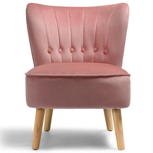 Armless Accent Chair Tufted Velvet Leisure Chair-Pink at Set Shop and Smile