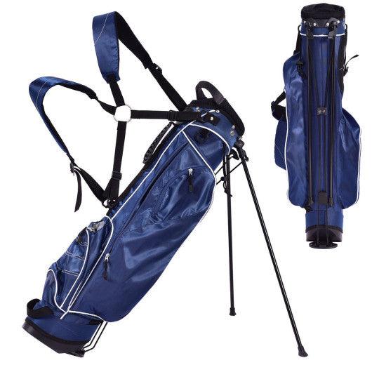 Golf Stand Cart Bag with 4 Way Divider Carry Organizer Pockets-Blue at Set Shop and Smile