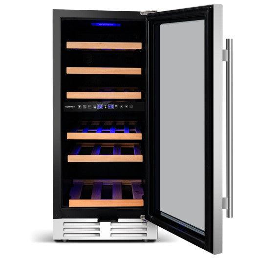 30-Bottle Freestanding Wine Cooler with Temp Memory and Dual Zones -Silver at Set Shop and Smile