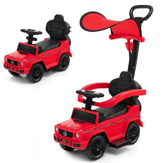 3-In-1 Ride on Push Car Mercedes Benz G350 Stroller Sliding Car with Canopy-Red at Set Shop and Smile