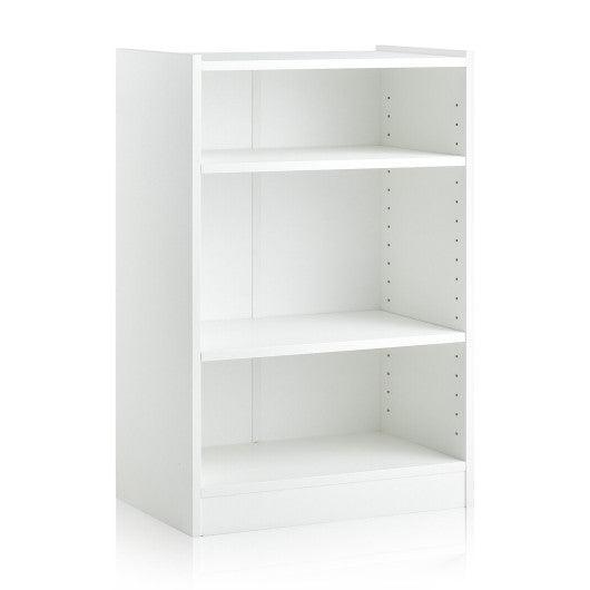 3-Tier Bookcase Open Display Rack Cabinet with Adjustable Shelves-White at Set Shop and Smile