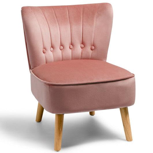 Armless Accent Chair Tufted Velvet Leisure Chair-Pink at Set Shop and Smile