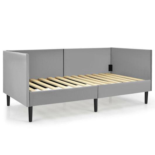 Twin Size Daybed Frame with Sturdy Wooden Slat Support-Gray at Set Shop and Smile