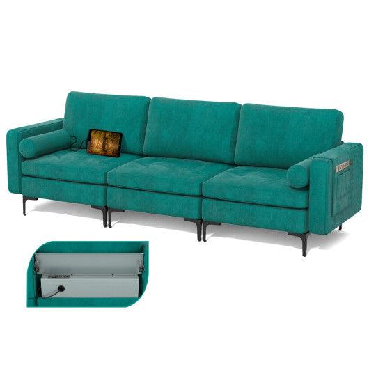 Modular 1/2/3/4-Seat L-Shaped Sectional Sofa Couch with Socket USB Port-3-Seat with USB port at Set Shop and Smile