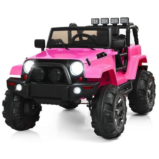 12V Kids Remote Control Riding Truck Car with LED Lights-Pink at Set Shop and Smile