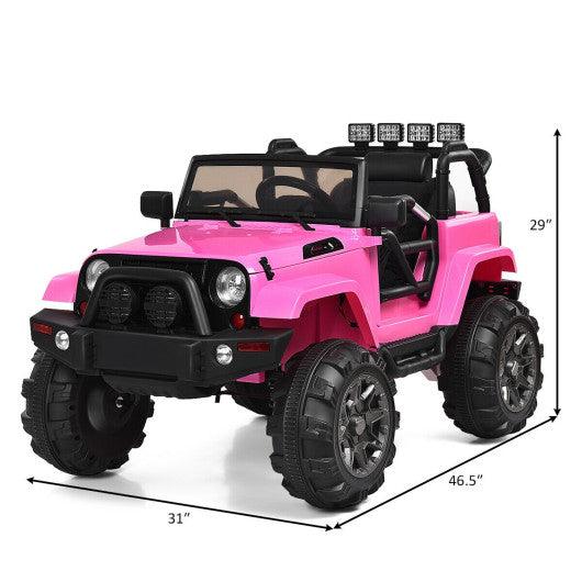12V Kids Remote Control Riding Truck Car with LED Lights-Pink at Set Shop and Smile