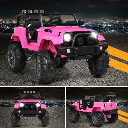 12V Kids Remote Control Riding Truck Car with LED Lights-Pink at Set Shop and Smile