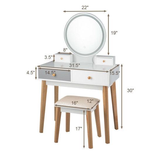 Makeup Dressing Table with 4 Drawers and Lighted Mirror at Set Shop and Smile