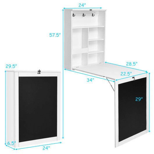 Convertible Wall Mounted Table with A Chalkboard-White at Set Shop and Smile