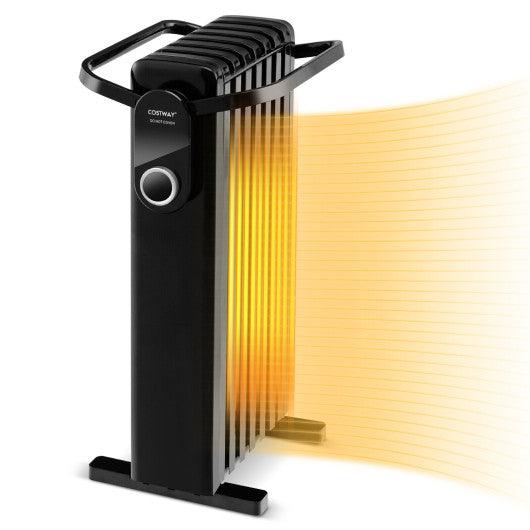 1500W Electric Space Heater Oil Filled Radiator Heater with Foldable Rack-Black at Set Shop and Smile