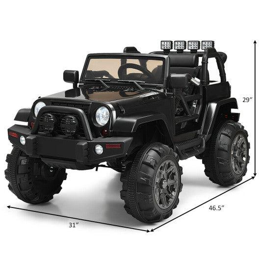 12V Kids Remote Control Riding Truck Car with LED Lights-Black at Set Shop and Smile