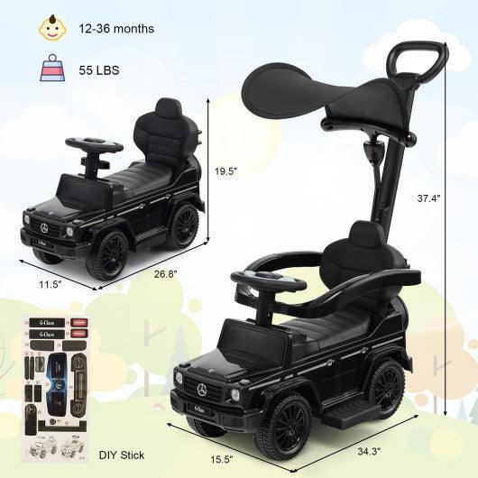 3-In-1 Ride on Push Car Mercedes Benz G350 Stroller Sliding Car with Canopy-Black at Set Shop and Smile