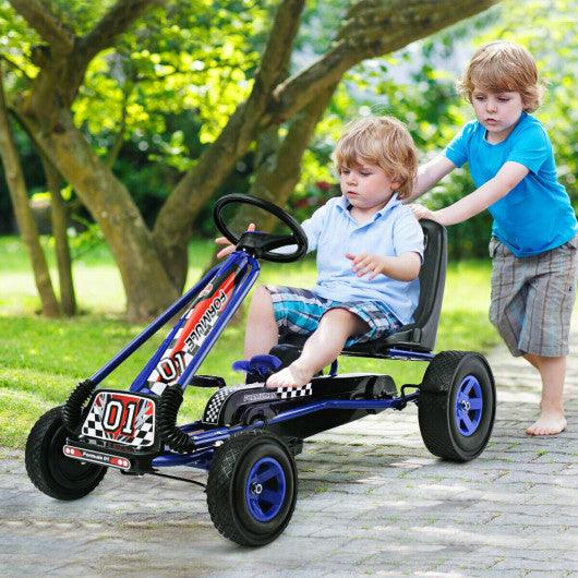 4 Wheels Kids Ride On Pedal Powered Bike Go Kart Racer Car Outdoor Play Toy-Blue at Set Shop and Smile