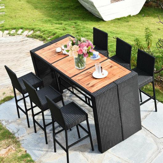 7 Pieces Patio Rattan Wicker Dining Furniture Set at Set Shop and Smile