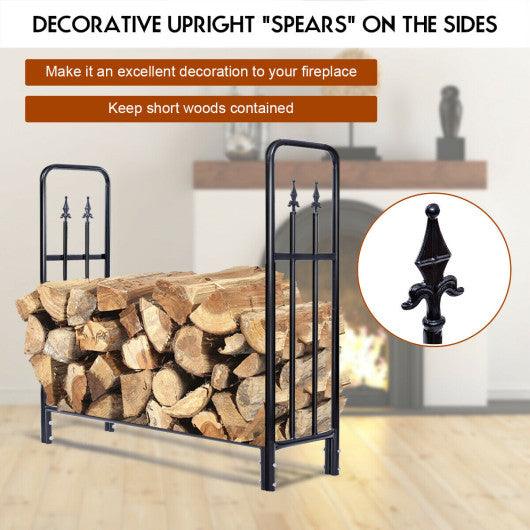 4 Feet Outdoor Heavy Duty Steel Firewood Wood Storage Rack at Set Shop and Smile