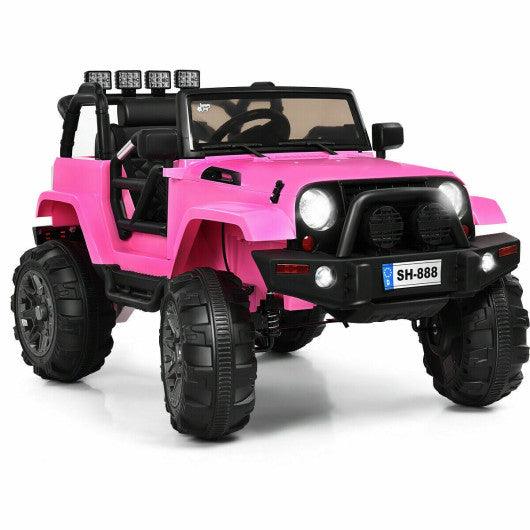 12V Kids Remote Control Riding Truck Car with LED Lights-Pink at Set Shop and Smile