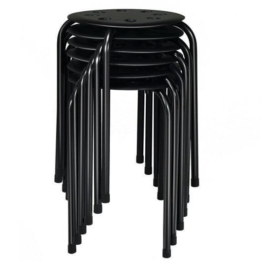 Set of 6 Portable Plastic Stack Stools -Black at Set Shop and Smile