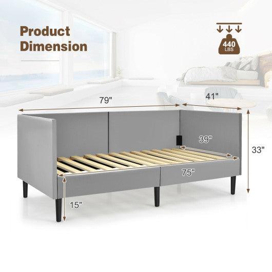 Twin Size Daybed Frame with Sturdy Wooden Slat Support-Gray at Set Shop and Smile