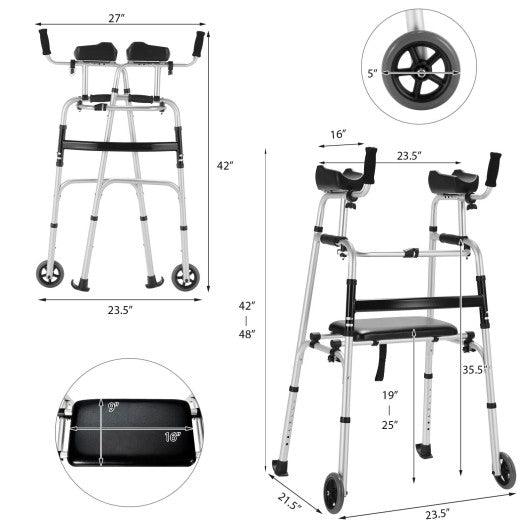 Height Adjustable Rolling Walker With Seat and Armrest Pad at Set Shop and Smile