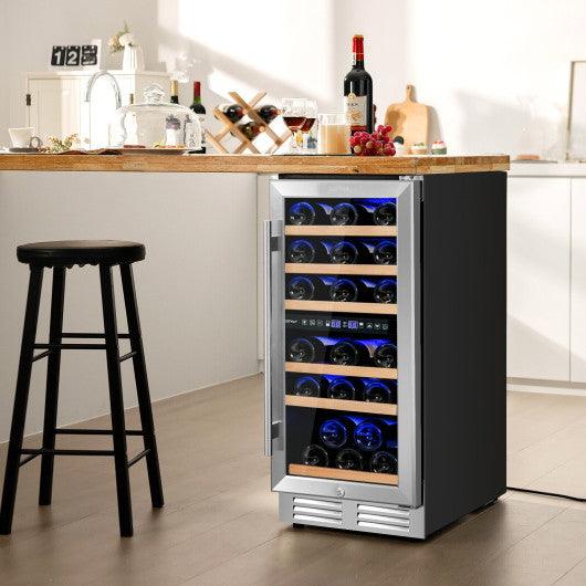 30-Bottle Freestanding Wine Cooler with Temp Memory and Dual Zones -Silver at Set Shop and Smile