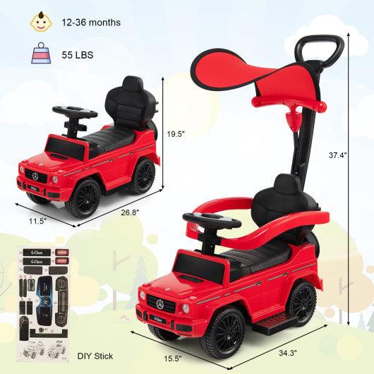 3-In-1 Ride on Push Car Mercedes Benz G350 Stroller Sliding Car with Canopy-Red at Set Shop and Smile