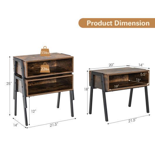 2 Pieces Stackable Night Stand Bedside End Table Set at Set Shop and Smile