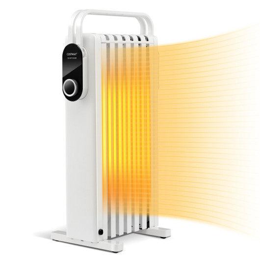 1500W Electric Space Heater Oil Filled Radiator Heater with Foldable Rack-White at Set Shop and Smile