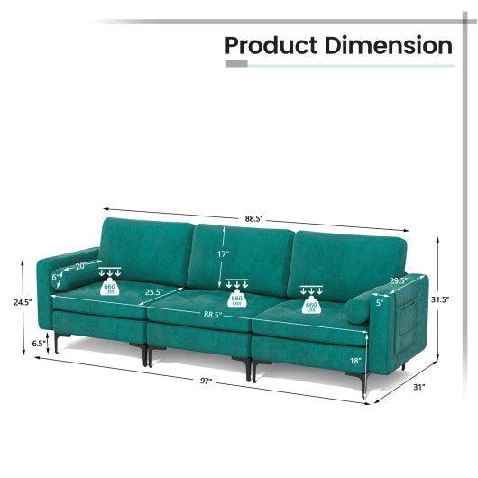 Modular 1/2/3/4-Seat L-Shaped Sectional Sofa Couch with Socket USB Port-3-Seat with USB port at Set Shop and Smile